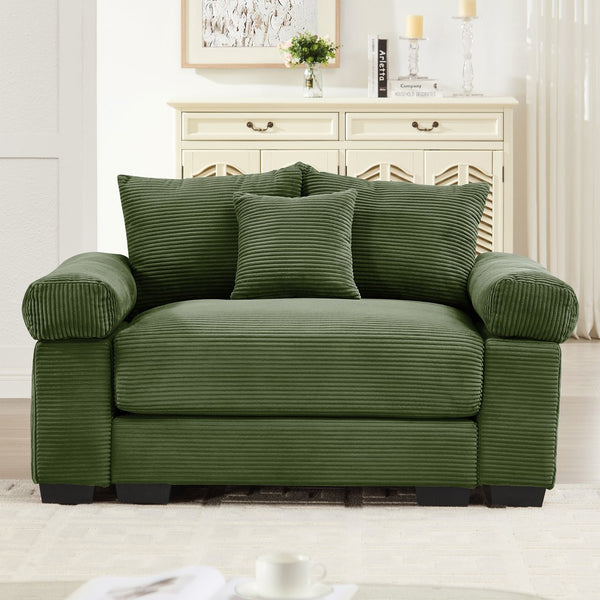 English Elm 54.3" Oversized Modular Sectional Couch - Plush Corduroy, Ergonomic Design, Deep Seating, Easy Setup W714S01318