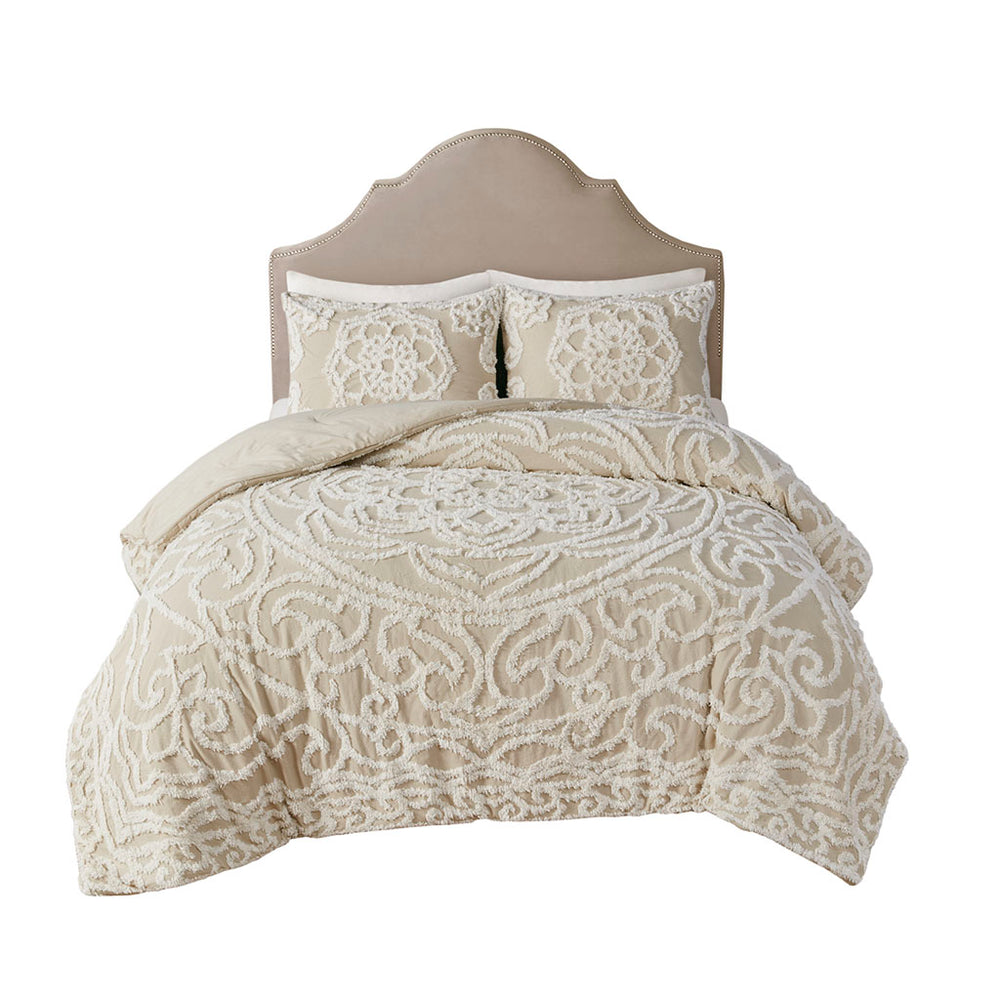 JLA Home Madison Park - Tufted breathable cotton chenille medallion comforter — OEKO‑TEX, lightweight boho texture for year‑round comfort 90 L x 90 W x 1.5H MP10-7114