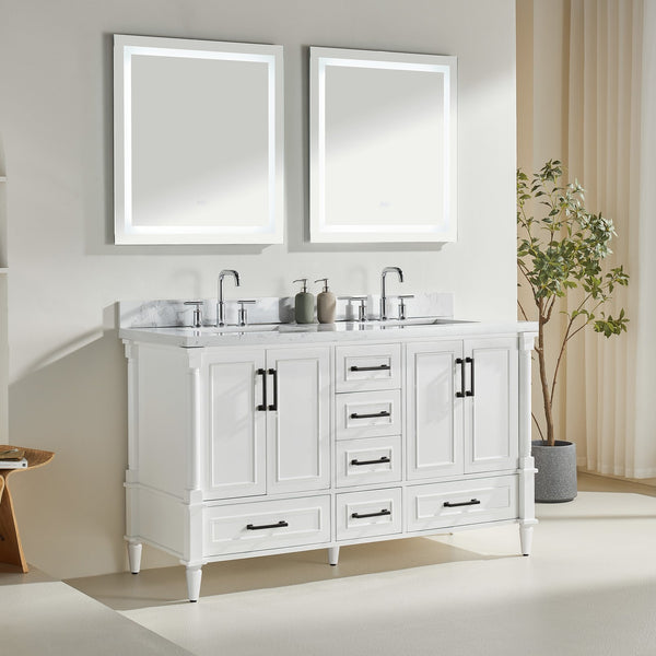 English Elm Fully 64" Freestanding Double Bathroom Vanity with Two Handle Sets, Waterproof 5-Layer Paint Finish W1826P167879