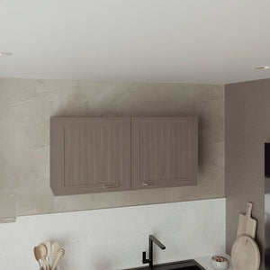 English Elm Zurich Wall Cabinet Double Door Wide with One Shelf, Light Gray MDF, Space-Saving Bardolino Finish B200P335340