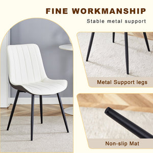 English Elm Table Modern Minimalist 42" Round Dining Set With 4 Ergonomic Pu Leather Chairs In Gray & White W1151S03394-GIGA