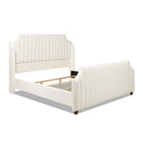 English Elm Addison King Channel Tufted Panel Bed Frame, Cloud White Performance Velvet