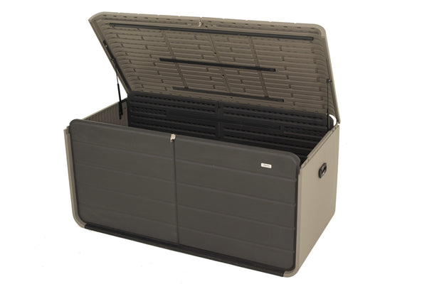 English Elm 200 Gallon Plastic Deck Box - Weatherproof UV-Resistant Patio Storage with Lock Holes, Wheels, Bench Functionality W1859P353180
