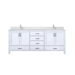 English Elm White Double Bath Vanity 80 in W x 22 in D with White Quartz Top, Soft-Close Drawers & Chrome Faucet Set B2731P259122