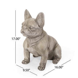 English Elm Christopher Knight Home® - DOG French Bulldog Garden Sculpture Cast Stone Outdoor Accent with Antique Wash, Durable Charm Gray 70293.00GRY