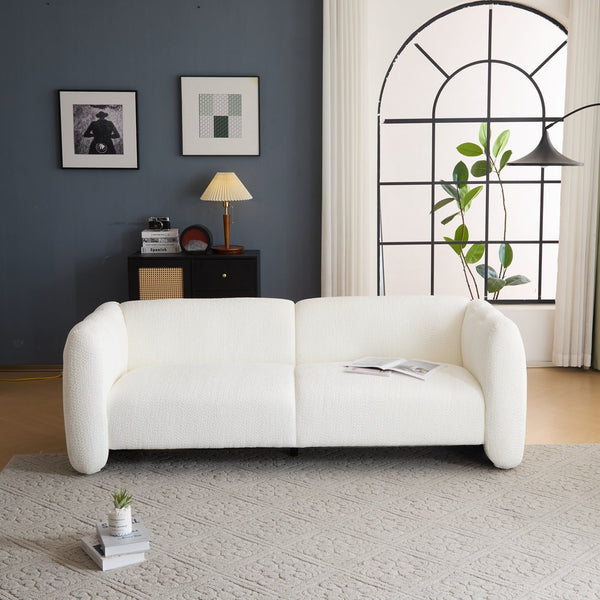 English Elm Tonson Wave Silhouette Boucle Three Seater Sofa Sculptural Modern Living Room Seating White N773IS00030CC