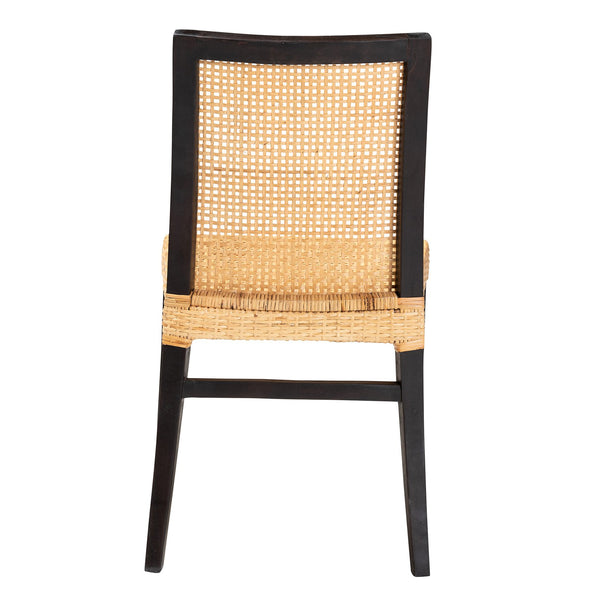 English Elm Mid-century Modern Solid Wood Woven Rattan Dining Chair for Organic Warm Interiors B2750P420429
