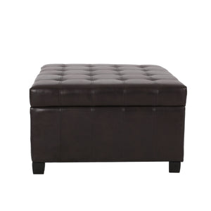 English Elm Upholstered Tufted Pu Leather Ottoman with Hidden Storage for Living Room Seating N757P377356R
