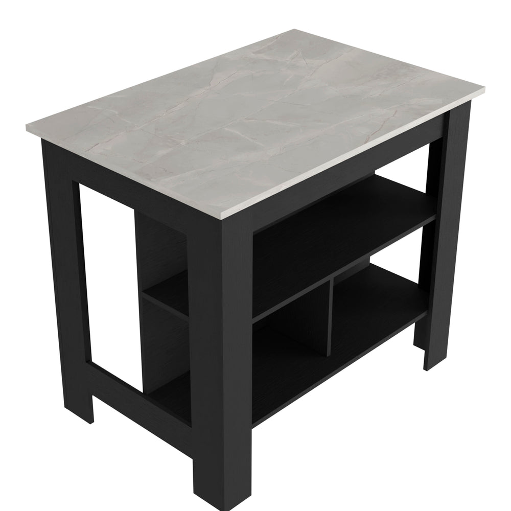 English Elm Brooklyn Kitchen Island with Spacious Top, Three Concealed Shelves, Legroom for Stool, Multicolor B128P148877