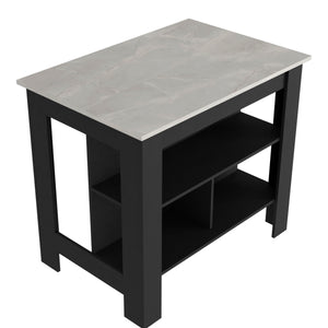 English Elm Brooklyn Kitchen Island with Spacious Top, Three Concealed Shelves, Legroom for Stool, Multicolor B128P148877