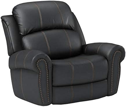 English Elm Christopher Knight Home® - GLIDING Recliner with Faux Leather Upholstery, Nailhead Trim, Foam Support and Pushback Comfort Black 57339.00PUBLK