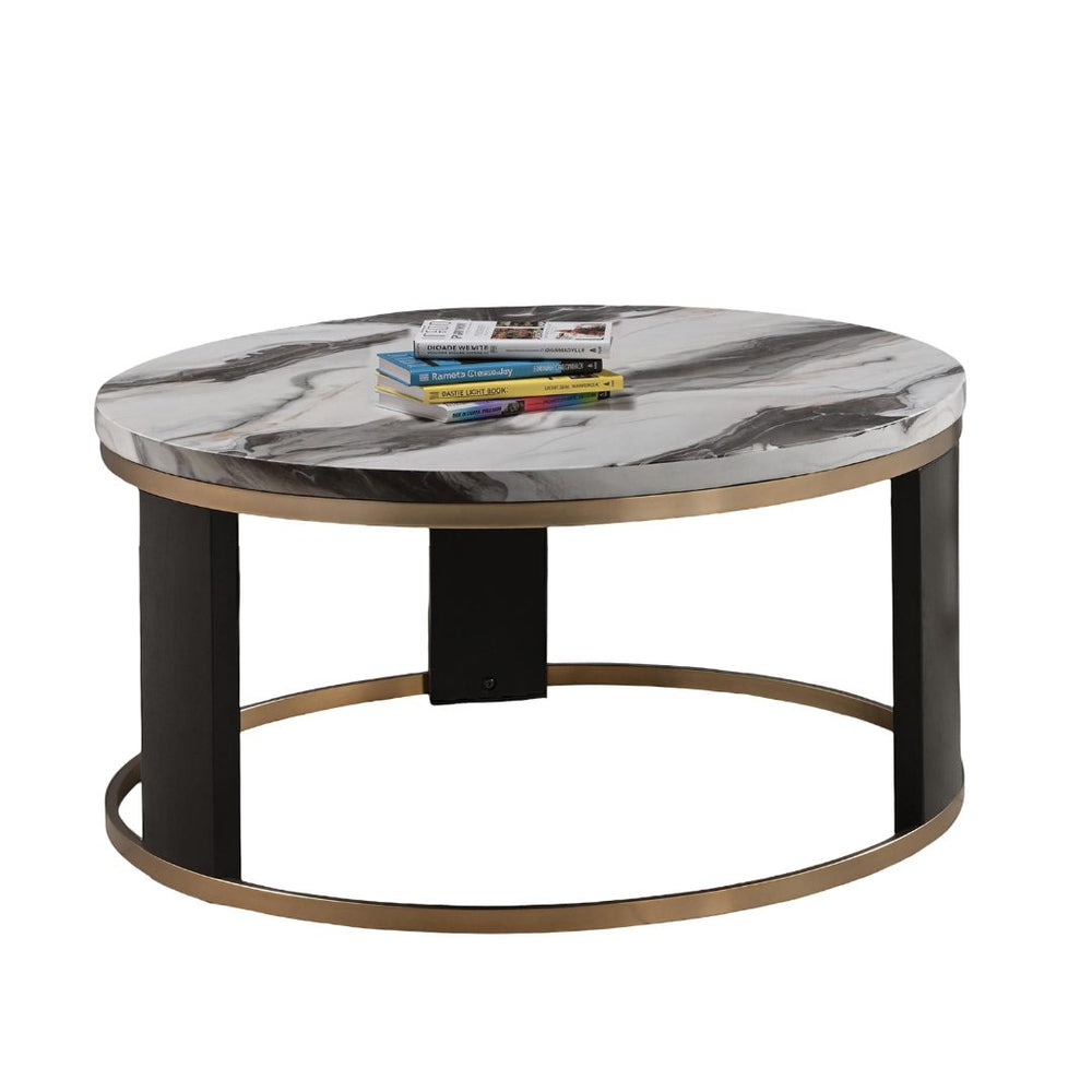 English Elm Contemporary 3-Piece Table Set With Marble-Top Coffee Table & Stylish End Tables For Modern Living B2741S00650