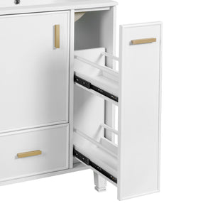 English Elm Christopher Knight Home® - 24" Bathroom Vanity with Ceramic Sink, Solid Wood Frame, Soft-Close Drawers & Ample Storage Appeal White N759P269734K