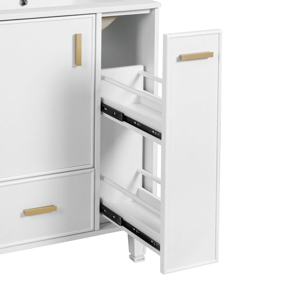 English Elm Christopher Knight Home® - 24" Bathroom Vanity with Ceramic Sink, Solid Wood Frame, Soft-Close Drawers & Ample Storage Appeal White N759P269734K