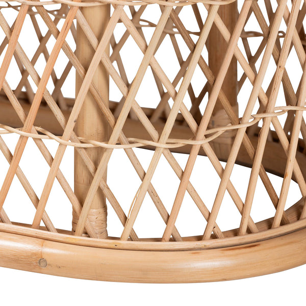 English Elm Bohemian Oval Rattan Footstool with Woven Openwork Frame and Removable Cushion B2750P467736