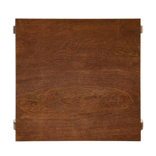 English Elm Square Modern Reversible End Table with Two Open Shelves for Flexible Storage and Stylish Living Room Walnut B016P310259
