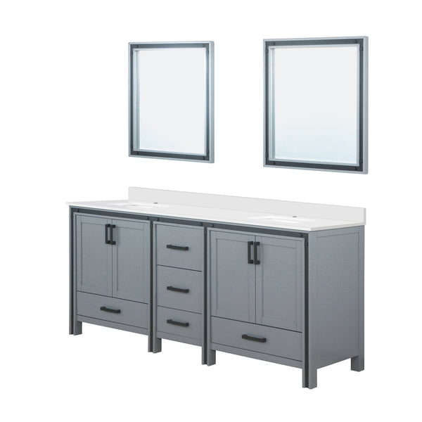 English Elm Dark Grey Double Bath Vanity With Cultured Marble Top, Mirrors, And Ample Storage Space Solutions B2731S00940