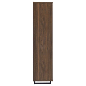 English Elm Rodger Walnut 3-Shelf Cabinet Bookcase with Slatted Doors, Open Back Accent Storage for Home Office_x000D_ B062P378335