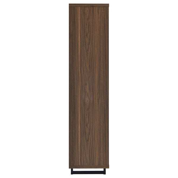 English Elm Rodger Walnut 3-Shelf Cabinet Bookcase with Slatted Doors, Open Back Accent Storage for Home Office_x000D_ B062P378335