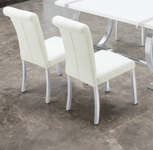 English Elm 2p Channel Tufted Side Chair with Sleek Contemporary Profile, Minimalist Upholstered Seat for Dining Silver,White 26 L x 19 W x 17 H B2741P404871