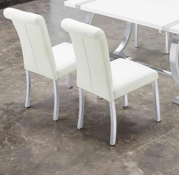 English Elm 2p Channel Tufted Side Chair with Sleek Contemporary Profile, Minimalist Upholstered Seat for Dining Silver,White 26 L x 19 W x 17 H B2741P404871