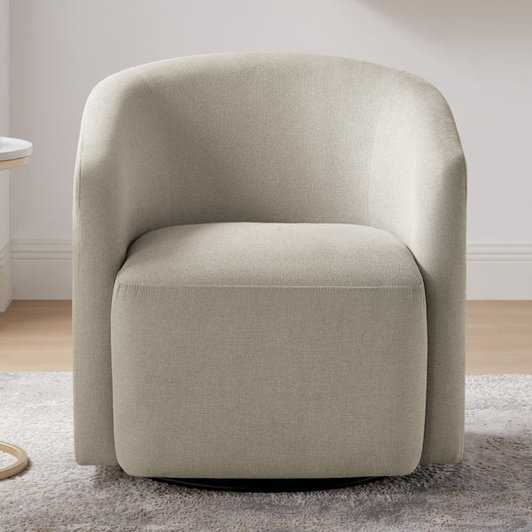 English Elm Ardena Sea Oat Swivel Barrel Chair Beige — Durable Commercial-Grade Fabric, Pocket Coil Seat, 360° Swivel B050P322592