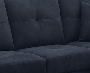 English Elm Sectional Velvet Sofa In Dark Blue - Luxurious, Durable Comfort With Cup Holders For Modern Living Spaces B205S00079-GIGA