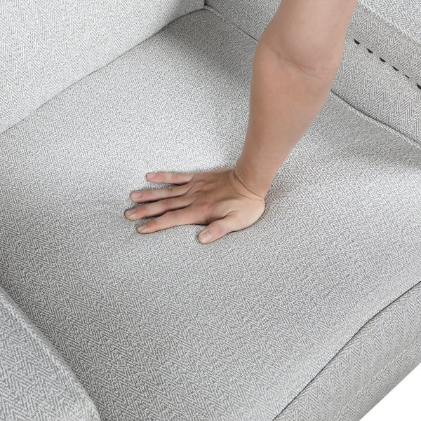 English Elm Push Push Back Reclining Chair Gray Chenille with Nailhead Trim Transitional Comfort Seat Recliner 93 B011P264613