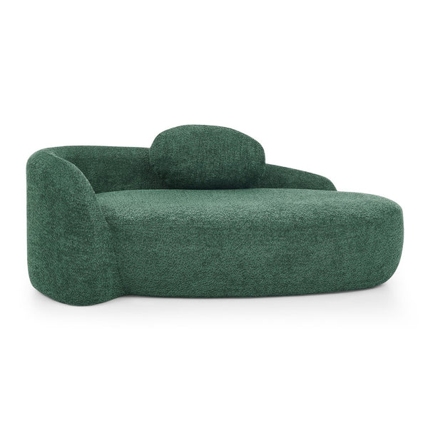 English Elm Modern Oval Bouclé Lounge Chair with Sculpted Armrest for Bedroom or Living Room Green W487P456127