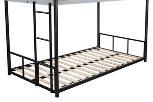 English Elm Metal Twin Over Twin Bunk Bed – Heavy-Duty Steel Frame, Noise-Reducing, Convertible With Guardrail W427P154977
