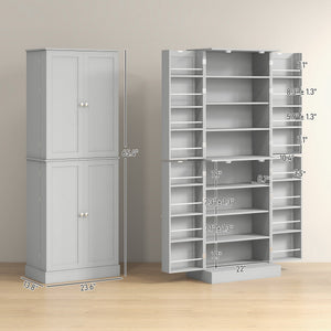 English Elm Homcom 65" Modern Kitchen Pantry Cabinet - Stylish Freestanding Storage With Adjustable Shelves & Doors W2225P229292