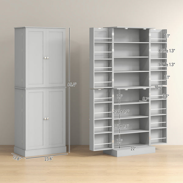 English Elm Homcom 65" Modern Kitchen Pantry Cabinet - Stylish Freestanding Storage With Adjustable Shelves & Doors W2225P229292