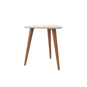 English Elm Utopia 20" Triangle End Table White — Lacquered Triangular Top, Solid Wood Splayed Legs, Sleek Accent B365P398490