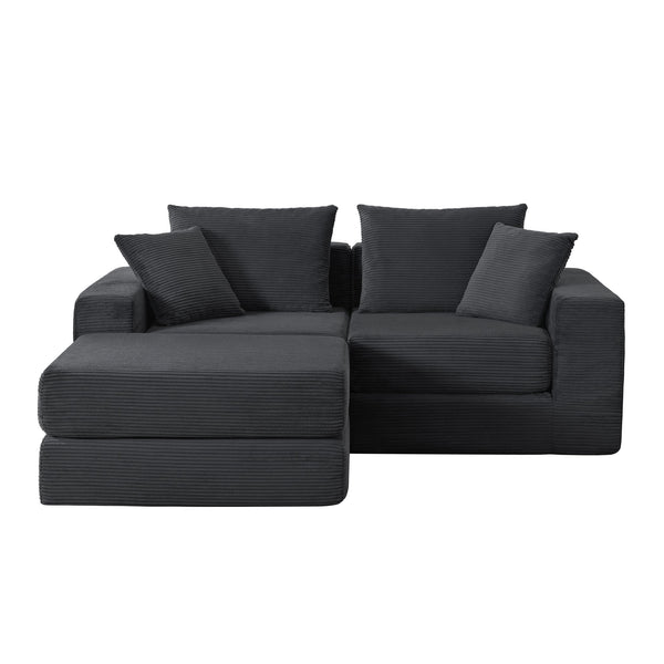 English Elm Modular Cloud Sectional Corduroy Sofa Deep Seat Comfort for Flexible Living Spaces Dark Gray W3396P435277