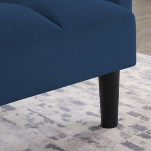 English Elm Velvet Convertible Futon Sofa Bed with Adjustable Back, Plush 9" Cushion, Eucalyptus Frame for Apartments Navy Blue W1413P332829