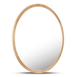 English Elm Alcott Solid Oak Round Wall Mirror Natural Grain Finish for Entryways and Powder Rooms B2769P498402