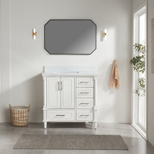 English Elm Fully Assembled 36 Inch Bathroom Vanity Carrara Marble Top Dual Basin Rubberwood W1826P308992