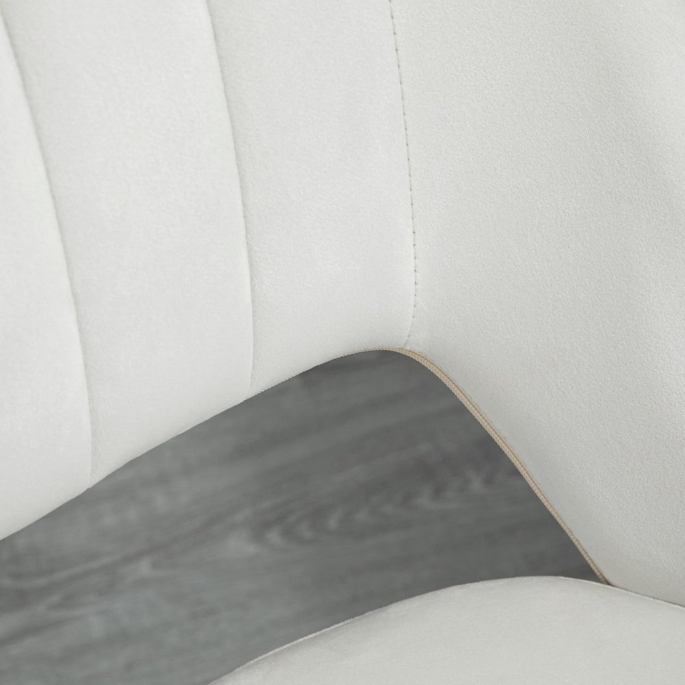 English Elm Vinsetto Velvet Armless Swivel Office Chair - Modern Mid Back Design, Adjustable Height, Cream White W2225P217489-GIGA