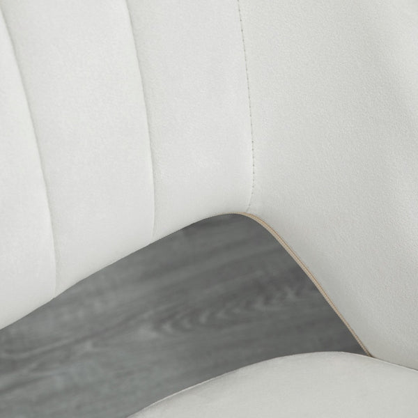 English Elm Vinsetto Velvet Armless Swivel Office Chair - Modern Mid Back Design, Adjustable Height, Cream White W2225P217489-GIGA