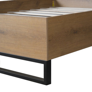 English Elm Christopher Knight Home® - Engineered Wood Queen Bed Frame - Modern Two-Tone Design In Natural & Black, Sturdy & Stylish Support N770P283038N_N770P283039N