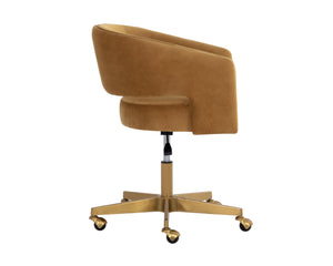 Sunpan Claren Modern Office Chair with Stylish Curvy Design and Elegant Gold Stainless Steel Base Gold Sky