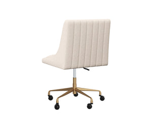 Sunpan Halden Office Chair - Urban Design with Bold Stitching and Rustic Bronze Base for Modern Workspaces Beige Linen