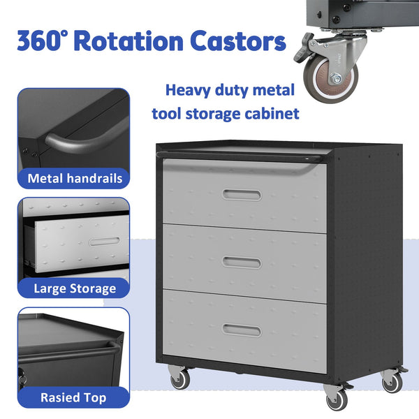 English Elm Heavy-duty Steel Garage Cabinet on Wheels with Locking Doors and Adjustable Shelves T2398P222835