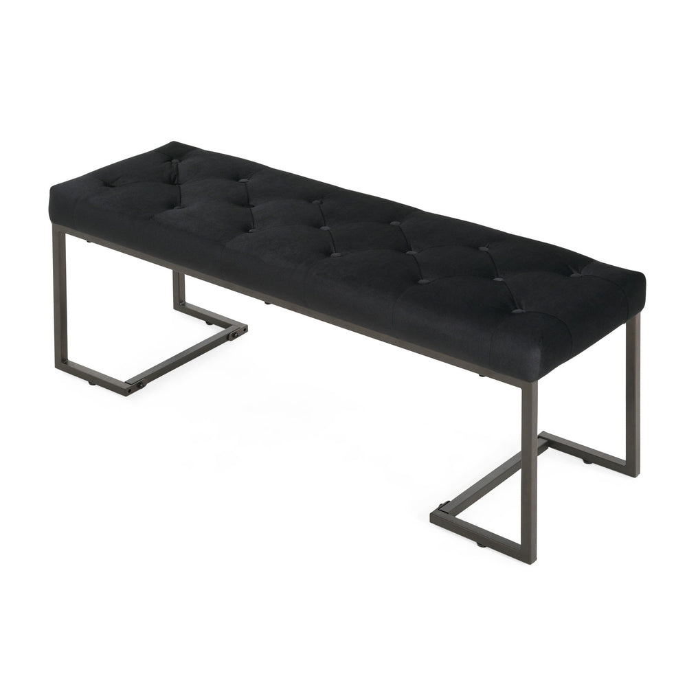English Elm Christopher Knight Home® - Upholstered Button Tufted Bench – Luxurious Velvet Seating With Iron Frame, Modern Black & Bronze Design N757P256383B