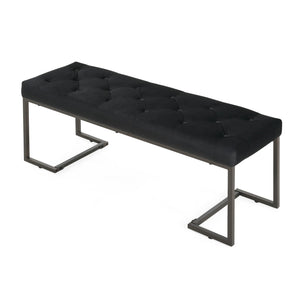 English Elm Christopher Knight Home® - Upholstered Button Tufted Bench – Luxurious Velvet Seating With Iron Frame, Modern Black & Bronze Design N757P256383B