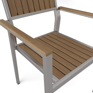 English Elm Christopher Knight Home® - CAPE Coral Aluminum with Wood Dining Chair Set of 2 – Natural Faux Wood Seats, Lightweight Rust-Resistant Frame N778P174801N