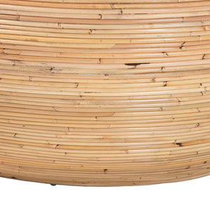 English Elm Laminated Rattan Round Coffee Table Handcrafted Drum Silhouette for Bohemian Living B2750P467866