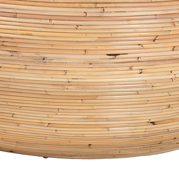 English Elm Laminated Rattan Round Coffee Table Handcrafted Drum Silhouette for Bohemian Living B2750P467866