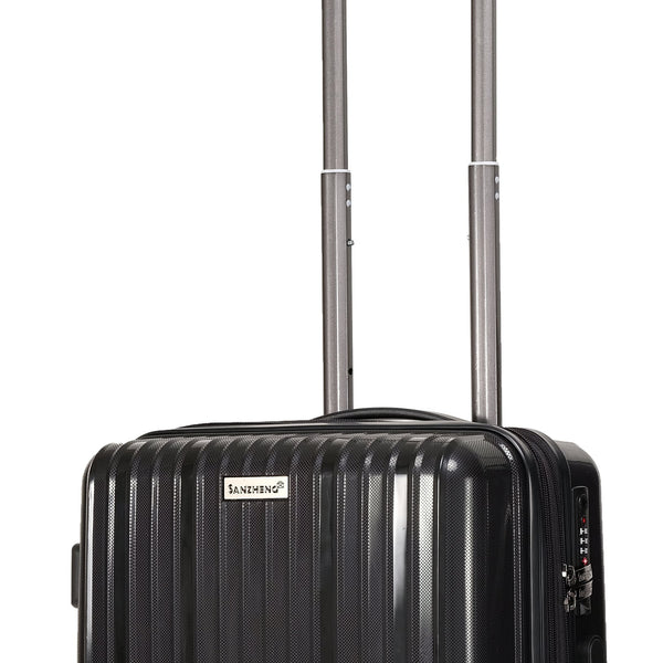 English Elm Luggage 3 Piece Pp Hard Shell Travel Set with Spinner Wheels Expandable Carry On Black T3292P316972