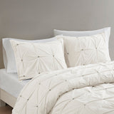 INK+IVY Masie Transitional 3 Piece Elastic Embroidered Cotton Comforter Set II10-596 White